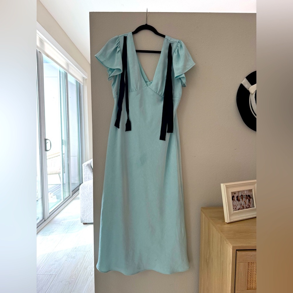 Wild Fable Light Blue Midi Dress with Black Accents